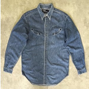 画像: 90'S RALPH LAUREN スマイルポケット デニム 長袖 ウエスタンシャツ インディゴ (VINTAGE)
