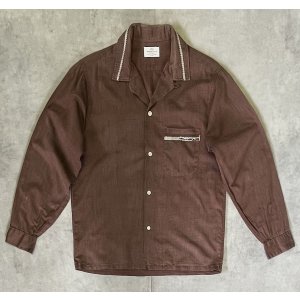 画像: 60'S VAN HEUSEN コットン/レーヨン 長袖 オープンカラーシャツ ブラウン (VINTAGE)