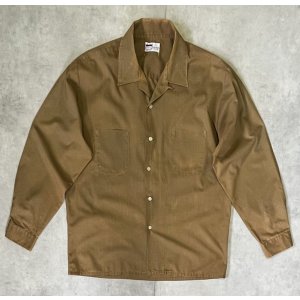 画像: 60'S CRANBROOK コットン/ポリ 長袖 オープンカラーシャツ カーキ 日本製 (VINTAGE)