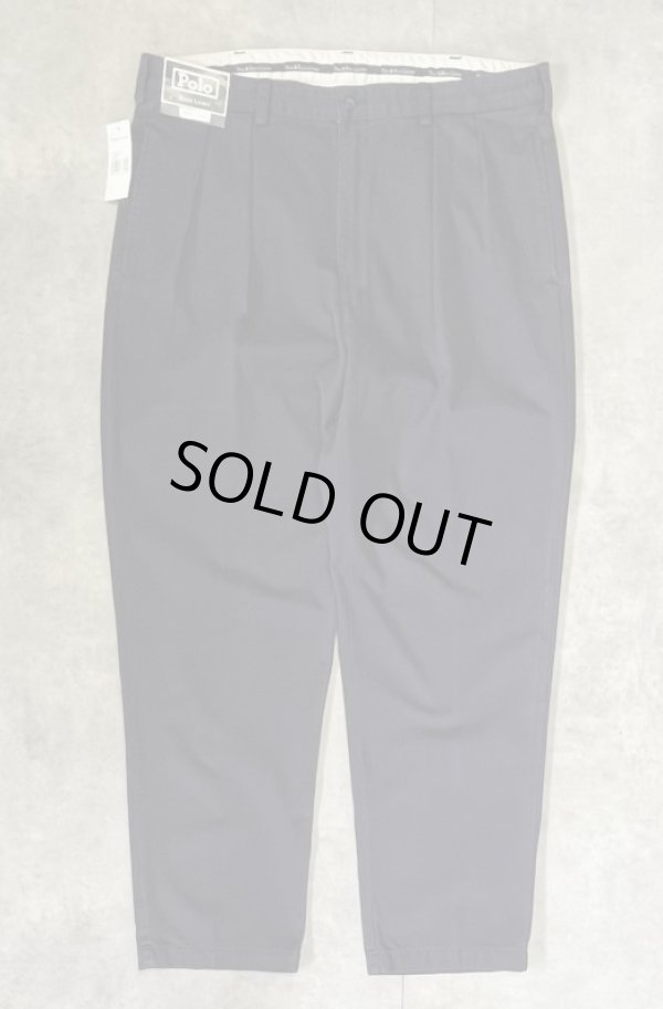 画像1: 90'S RALPH LAUREN "ANDREW PANT" ツープリーツ チノパンツ ネイビー (DEADSTOCK)