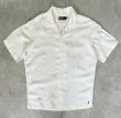 画像1: 90'S RALPH LAUREN シルク/リネン 裾ロゴ 半袖 オープンカラーシャツ オフホワイト (VINTAGE)
