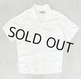 画像: 90'S RALPH LAUREN シルク/リネン 裾ロゴ 半袖 オープンカラーシャツ オフホワイト (VINTAGE)