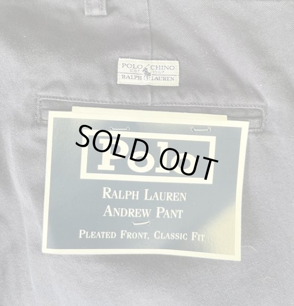 画像5: 90'S RALPH LAUREN "ANDREW PANT" ツープリーツ チノパンツ ネイビー (DEADSTOCK)