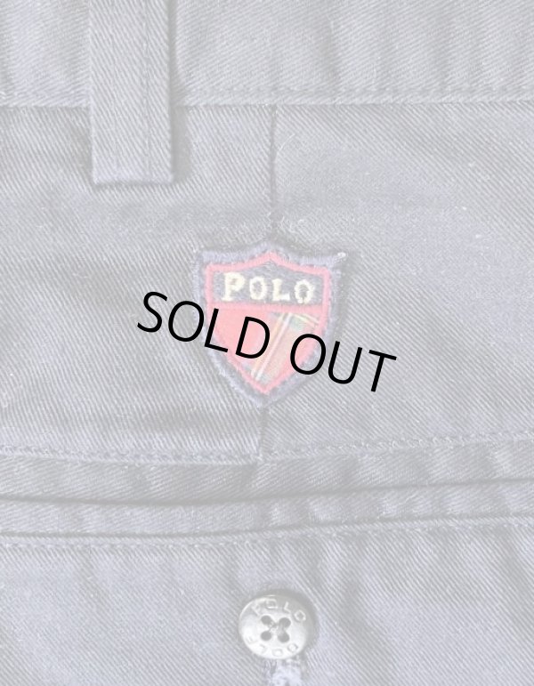 画像6: 90'S RALPH LAUREN "クレストロゴ" ノープリーツ チノショーツ ネイビー USA製 (DEADSTOCK)