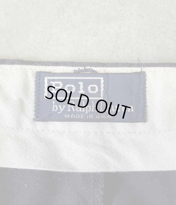 画像2: 90'S RALPH LAUREN "クレストロゴ" ノープリーツ チノショーツ ネイビー USA製 (DEADSTOCK)