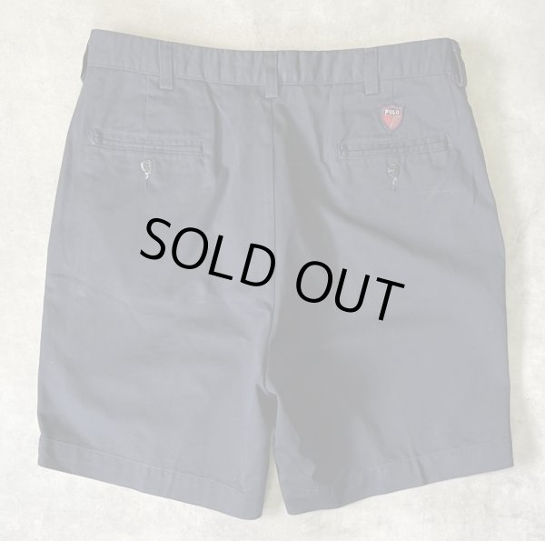 画像5: 90'S RALPH LAUREN "クレストロゴ" ノープリーツ チノショーツ ネイビー USA製 (DEADSTOCK)