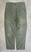 画像1: 70'S アメリカ軍 US ARMY "OG107" コットンサテン ベイカーパンツ ミリタリーグリーン (VINTAGE)