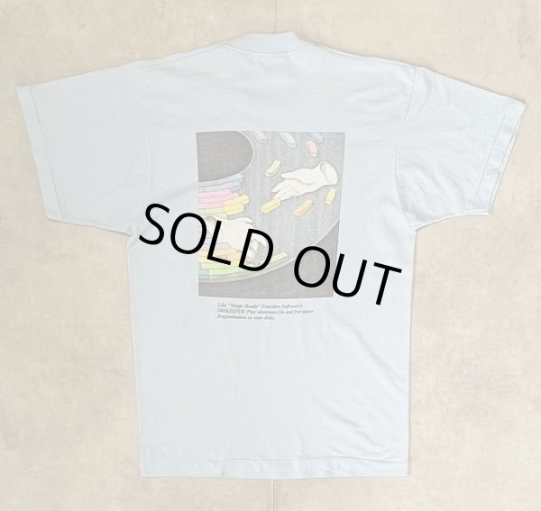 画像4: 90'S EXECUTIVE SOFTWARE 両面プリント シングルステッチ 半袖 Tシャツ サックスブルー USA製 (VINTAGE)