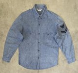 画像: 60'S アメリカ軍 US NAVY "DUBBLEWARE製" コットン100% ステンシル入り 耳付き シャンブレーシャツ ブルー USA製 (VINTAGE)