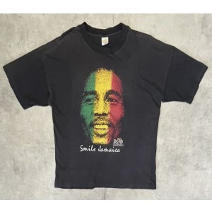 画像: 90'S BOB MARLEY "SMILE JAMAICA" 両面プリント シングルステッチ 半袖 Tシャツ ブラック ジャマイカ製 (VINTAGE)