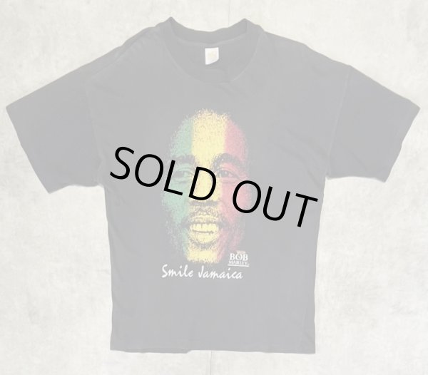 画像1: 90'S BOB MARLEY "SMILE JAMAICA" 両面プリント シングルステッチ 半袖 Tシャツ ブラック ジャマイカ製 (VINTAGE)