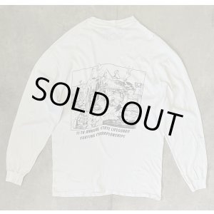 画像: 80'S PAUL ELDER シングルステッチ 両面プリント 長袖 Tシャツ ホワイト USA製 (VINTAGE)