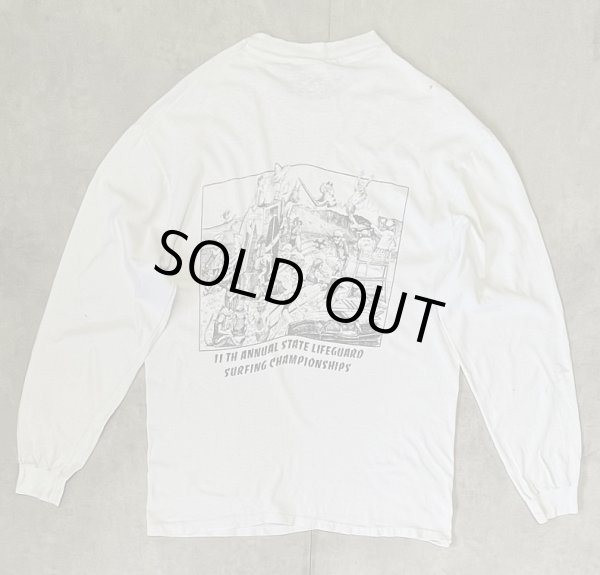 画像1: 80'S PAUL ELDER シングルステッチ 両面プリント 長袖 Tシャツ ホワイト USA製 (VINTAGE)