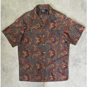 画像: 90'S RALPH LAUREN コットン ロゴ無し 半袖 オープンカラーシャツ ペイズリー柄 USA製 (VINTAGE)