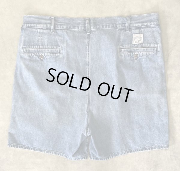 画像5: 90'S RALPH LAUREN "ボックスロゴ" ツープリーツ デニムショーツ インディゴ USA製 (VINTAGE)