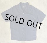 画像: 90'S RALPH LAUREN "CALDWELL" シルク/リネン 裾ロゴ 半袖 オープンカラーシャツ ネイビー (VINTAGE)