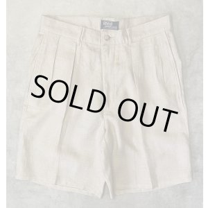 画像: 90'S RALPH LAUREN ツープリーツ リネンショーツ ベージュ USA製 (MINT CONDITION)