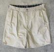 画像1: 90'S RALPH LAUREN "クレストロゴ" ツープリーツ チノショーツ ベージュ USA製 (VINTAGE)