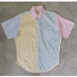 画像: 90'S BROOKS BROTHERS "FUN SHIRT" ポプリン 半袖 BDシャツ クレイジーパターン/ストライプ USA製 (VINTAGE)