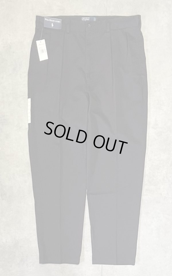 画像1: 90'S RALPH LAUREN "ANDREW PANT" ツープリーツ チノパンツ ネイビー (DEADSTOCK)