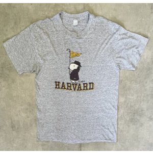 画像: 80'S HARVARD x SNOOPY シングルステッチ 半袖 Tシャツ ヘザーグレー (VINTAGE)