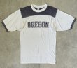 画像1: 80'S OREGON シングルステッチ 半袖 フットボール Tシャツ ネイビー/ホワイト (VINTAGE)
