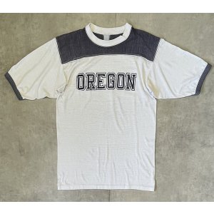 画像: 80'S OREGON シングルステッチ 半袖 フットボール Tシャツ ネイビー/ホワイト (VINTAGE)