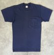 画像1: 70'S TOWNCRAFT シングルステッチ 耳付きポケット 半袖 Tシャツ ネイビー (VINTAGE)