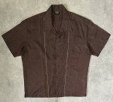 画像: 00'S STEADY CLASSICS 猫目ボタン 半袖 オープンカラーシャツ ブラウン USA製 (VINTAGE)
