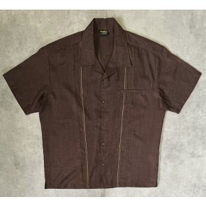 画像: 00'S STEADY CLASSICS 猫目ボタン 半袖 オープンカラーシャツ ブラウン USA製 (VINTAGE)