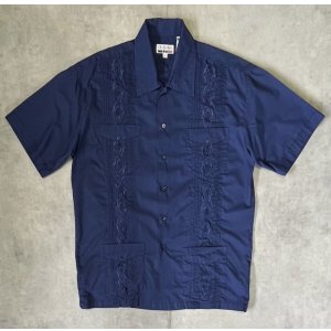 画像: 90'S CHIC ELEGANT 半袖 キューバシャツ ネイビー (VINTAGE)