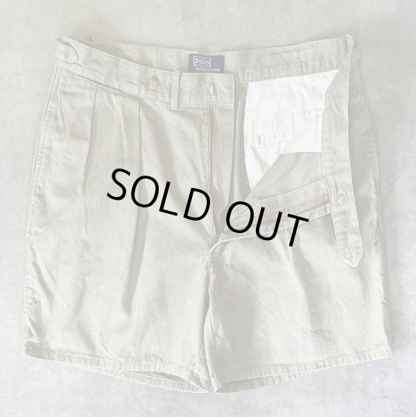画像3: 90'S RALPH LAUREN "クレストロゴ" ツープリーツ チノショーツ ベージュ USA製 (VINTAGE)