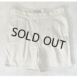 画像: 90'S RALPH LAUREN "クレストロゴ" ツープリーツ チノショーツ ベージュ USA製 (VINTAGE)