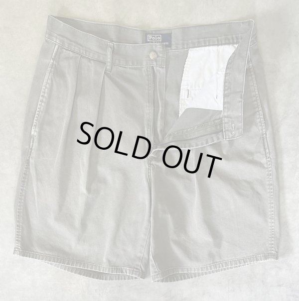 画像3: 90'S RALPH LAUREN "ボックスロゴ" ツープリーツ チノショーツ カーキ USA製 (VINTAGE)