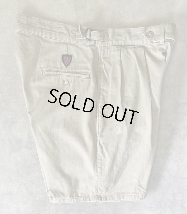 画像4: 90'S RALPH LAUREN "クレストロゴ" ツープリーツ チノショーツ ベージュ USA製 (VINTAGE)