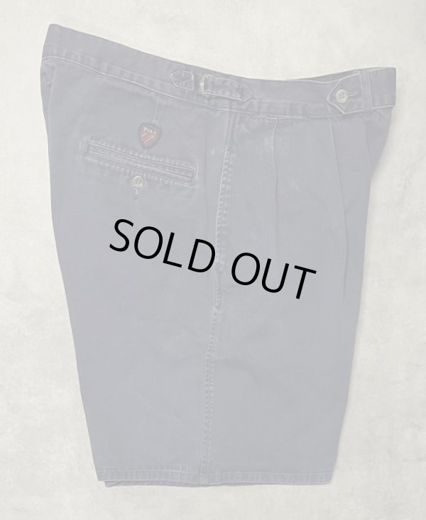 画像4: 90'S RALPH LAUREN "クレストロゴ" ツープリーツ チノショーツ ネイビー USA製 (VINTAGE)