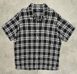 画像1: 90'S RALPH LAUREN "CLAYTON" リネン ロゴ無し 半袖 オープンカラーシャツ ブラック/ホワイト (VINTAGE)