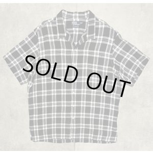 画像: 90'S RALPH LAUREN "CLAYTON" リネン ロゴ無し 半袖 オープンカラーシャツ ブラック/ホワイト (VINTAGE)