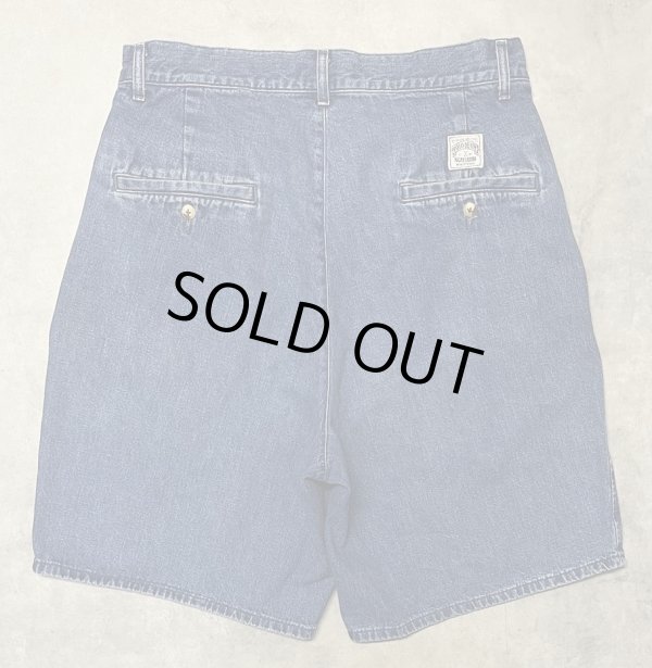 画像5: 90'S RALPH LAUREN "ボックスロゴ" ツープリーツ デニムショーツ インディゴ USA製 (VINTAGE)