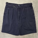 画像: 90'S RALPH LAUREN "クレストロゴ" ツープリーツ チノショーツ ネイビー USA製 (VINTAGE)
