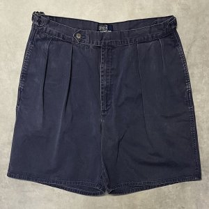 画像: 90'S RALPH LAUREN "クレストロゴ" ツープリーツ チノショーツ ネイビー USA製 (VINTAGE)