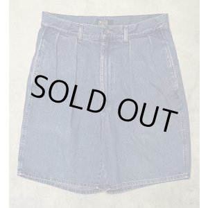 画像: 90'S RALPH LAUREN "ボックスロゴ" ツープリーツ デニムショーツ インディゴ USA製 (VINTAGE)