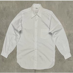 画像: 60'S PILGRIM "FORMEASE COLLAR" マチ付き 長袖 ポプリンシャツ ホワイト USA製 (DEADSTOCK)