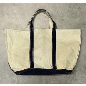 画像: 80'S LL Bean 2色タグ キャンバス トートバッグ ネイビー/オフホワイト USA製 (VINTAGE)