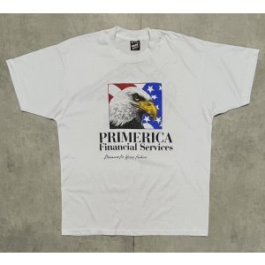 画像: 90'S PREMERICA FINANCIAL SERVICE シングルステッチ 両面プリント 半袖 Tシャツ ホワイト USA製 (VINTAGE)