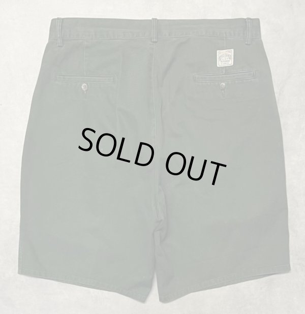 画像6: 90'S RALPH LAUREN "ボックスロゴ" ツープリーツ チノショーツ ダークグリーン TALONジップ USA製 (VINTAGE)