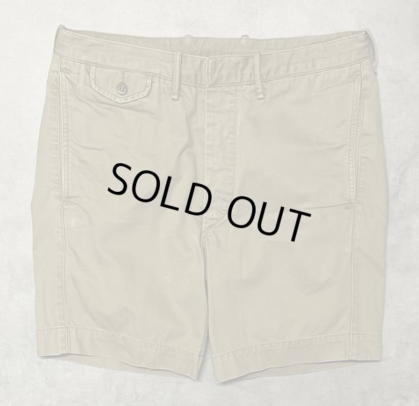 画像1: RRL ボタンフライ ミリタリーチノショーツ タン (USED)