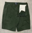 画像3: 90'S RALPH LAUREN "ボックスロゴ" ツープリーツ チノショーツ ダークグリーン TALONジップ USA製 (VINTAGE)