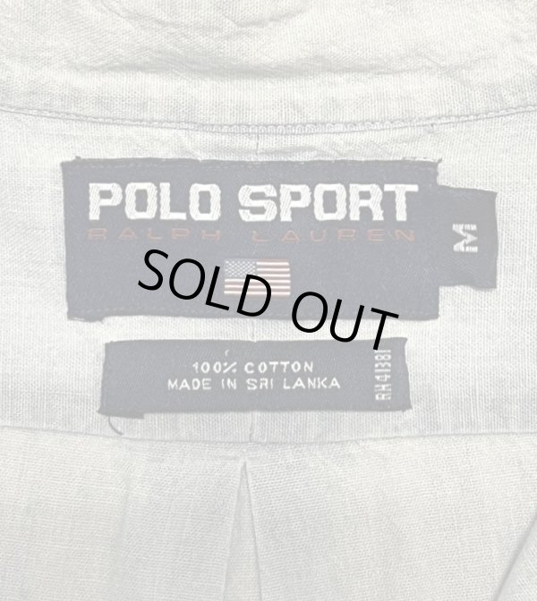 画像2: 90'S RALPH LAUREN POLO SPORT チンスト付き ハーフジップ 半袖 シャンブレーシャツ ブルー (VINTAGE)