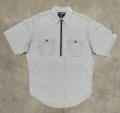 画像1: 90'S RALPH LAUREN POLO SPORT チンスト付き ハーフジップ 半袖 シャンブレーシャツ ブルー (VINTAGE)